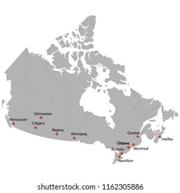 detailed map of the Canada with cities