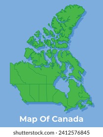 Detailed map of Canada country in green vector illustration