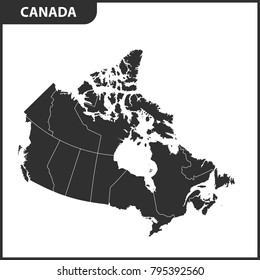 The detailed map of the Canada with regions or states