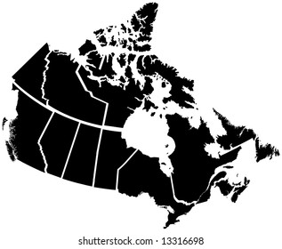 Detailed Map of Canadian Territories, each territory labeled on a separate layer