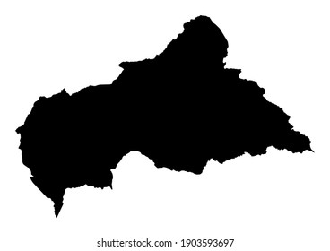 Detailed map of Central African Republic isolated on white background. Vector map suitable for digital editing and prints of all sizes.