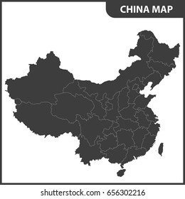 The detailed map of the China with regions