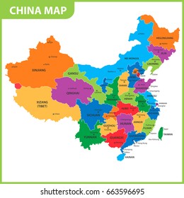 The detailed map of the China with regions or states and cities, capitals