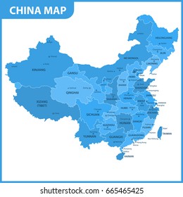The detailed map of the China with regions or states and cities, capitals
