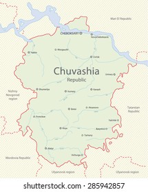 Detailed map of Chuvashia Republic, Russia