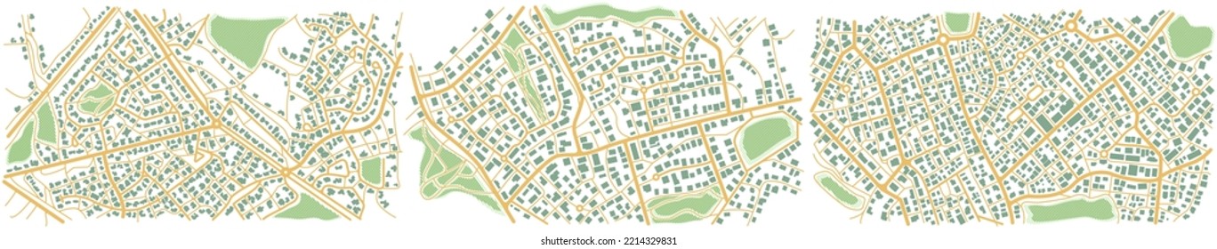 Detailed map of city from above. City top view. Abstract background. Map navigation to own house. View from above the map buildings. Flat style, Vector, illustration isolated.