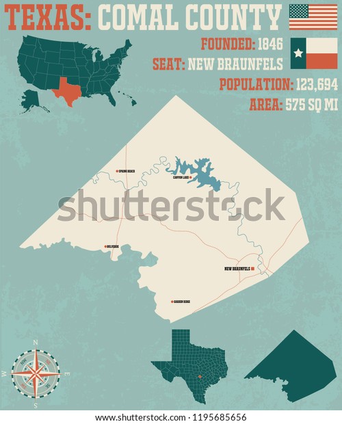 Detailed Map Comal County Texas Usa Stock Vector Royalty Free 1195685656 Shutterstock 6441