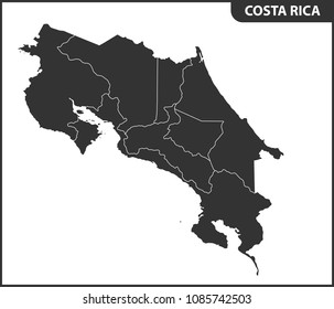 The detailed map of Costa Rica with regions or states. Administrative division