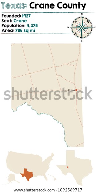 Detailed Map Crane County Texas Usa Stock Vector (Royalty Free ...