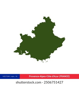 Mapa detallado de Provenza-Alpes-Costa Azul (Provenza-Alpes-Costa Azul) - Región de Francia Plantilla de Diseño de Ilustraciones vectoriales