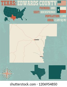 Detailed map of Edwards county in Texas, USA