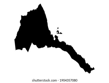 Detailed map of Eritrea isolated on white background. Vector map suitable for digital editing and prints of all sizes.