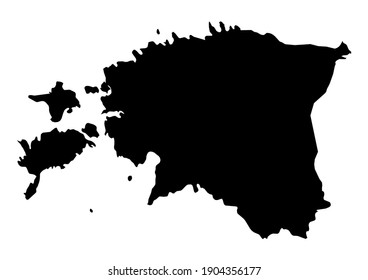 Detailed Map Of Estonia Isolated On White Background. Vector Map Suitable For Digital Editing And Prints Of All Sizes.