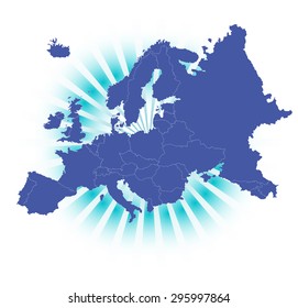 Detailed Map of Europe with Background (Vectors)
