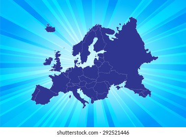 Detailed Map of Europe - Beaming Background