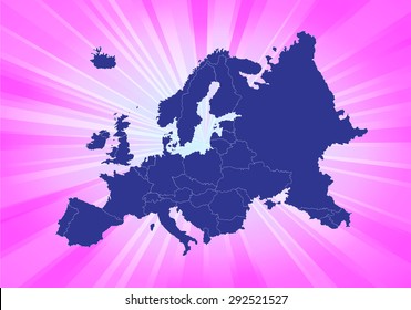 Detailed Map of Europe - Beaming Background