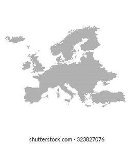 Detailed Map Of Europe In The Dot. Vector Illustration.