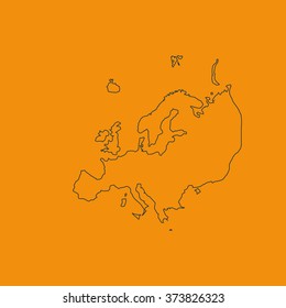 Detailed map of Europe. Flat icon.