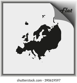 Detailed map of Europe. Flat icon.
