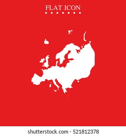 Detailed map of Europe. Flat icon.