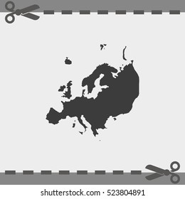 Detailed map of Europe. Flat icon.
