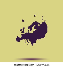 Detailed map of Europe. Flat icon.