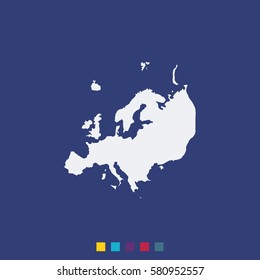 Detailed map of Europe. Flat icon.