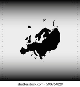 Detailed map of Europe. Flat icon.