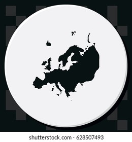 Detailed map of Europe. Flat icon.