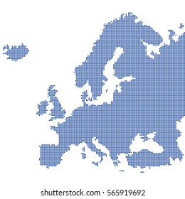 Detailed map of Europe made of round dots. Original abstract vector illustration.