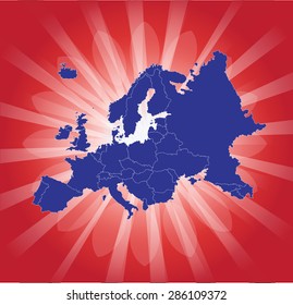 Detailed Map of Europe Shinning Light!