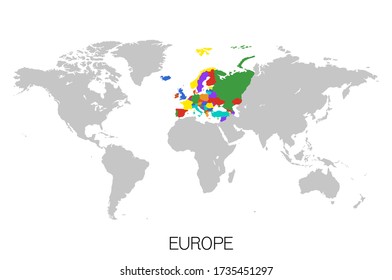 Detailed map of Europe. Simple plain political map of Europe with Countries on White Background. Vector illustration