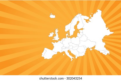 Detailed Map of Europe -  Vector Background Illustration