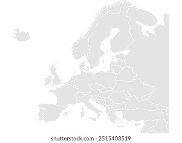 Detailed map of Europe. Vector template for infographics.