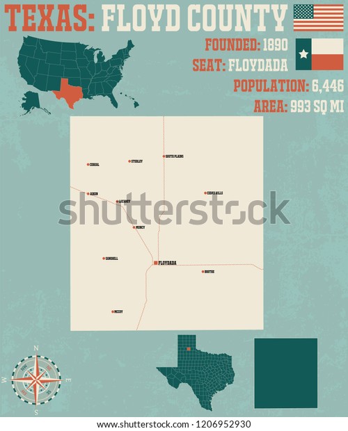 Detailed Map Floyd County Texas Usa Stock Vector (Royalty Free ...