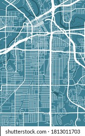 Detailed map of Fort Worth city administrative area. Royalty free vector illustration. Cityscape panorama. Decorative graphic tourist map of Fort Worth territory.