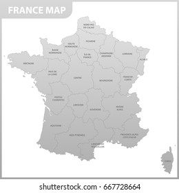 The detailed map of the France with regions or states