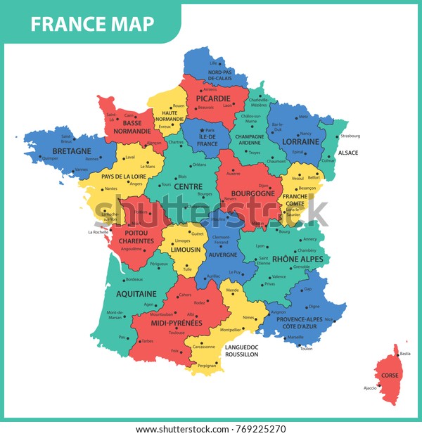 map of france regions and cities Detailed Map France Regions States Cities Stock Vector Royalty map of france regions and cities