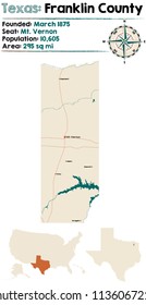 Detailed map of Franklin county in Texas, USA.