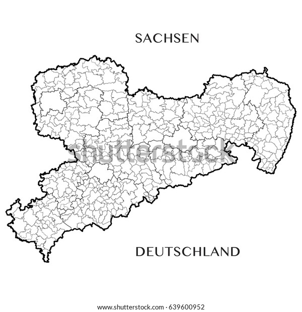 Detailed Map Free State Saxony Germany Stock Vector Royalty Free