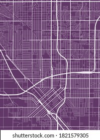 Detailed map of Fresno city California administrative area. Royalty free vector illustration. Cityscape panorama. Decorative graphic tourist map of Fresno territory.