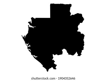 Mapa detallado de Gabón aislado sobre fondo blanco. Mapa vectorial adecuado para edición digital e impresiones de todos los tamaños.