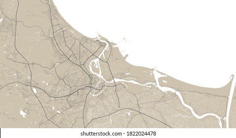 Detailed map of Gdansk city administrative area. Royalty free vector illustration. Cityscape panorama. Decorative graphic tourist map of Gdansk territory.