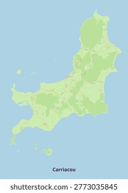 Detailed map and geographic layout of Carriacou island, Grenada.