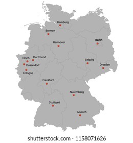 detailed map of the Germany with cities
