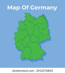 Detailed map of Germany country in green vector illustration