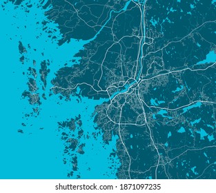 Detailed map of Gothenburg city administrative area. Royalty free vector illustration. Cityscape panorama. Decorative graphic tourist map of Gothenburg territory.