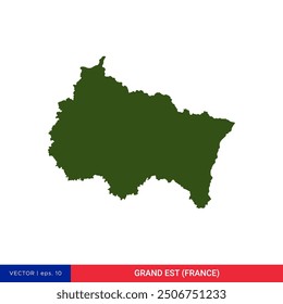 Detailed Map of Grand Est (Greater East) - Region of France Vector Illustration Design Template