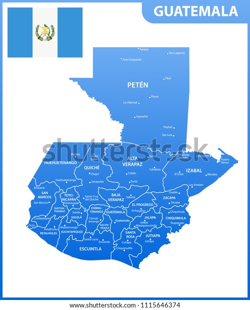 Detailed Map Guatemala Regions States 600w 1115646374 