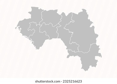 Detaillierte Karte von Guinea mit den Staaten und Städten